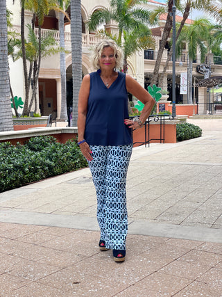 MELINA BLUE PALAZZO PANT - Cathys Place