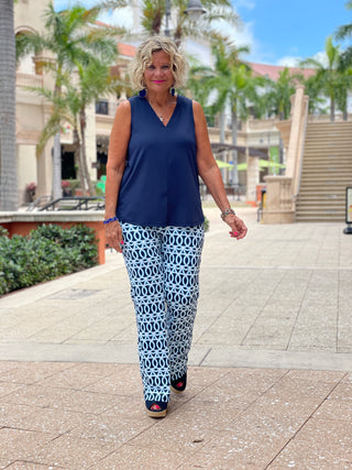 MELINA BLUE PALAZZO PANT - Cathys Place