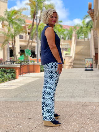 MELINA BLUE PALAZZO PANT - Cathys Place