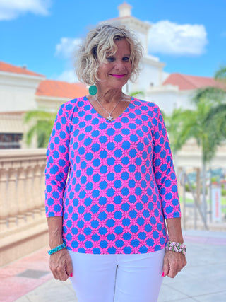 PINK SPADE V NECK TOP