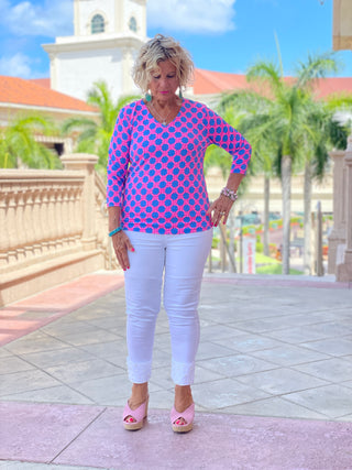 PINK SPADE V NECK TOP