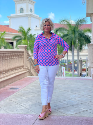 PINK SPADE 3/25 RUFFLE TOP