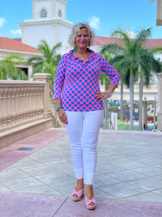 PINK SPADE 3/25 RUFFLE TOP