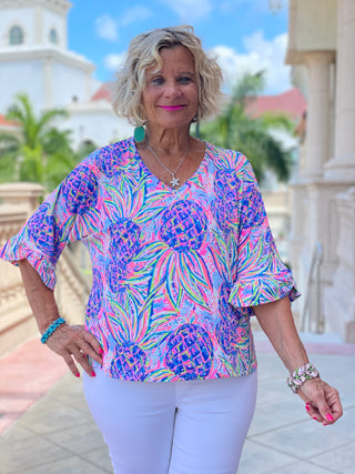PINK PINEAPPLE DREAM BELL SLEEVE