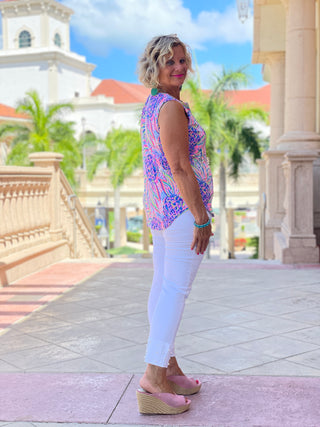 PINK PINEAPPLE DREAM SLEEVELESS V - Cathys Place