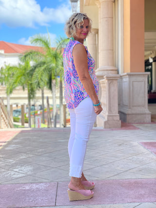 PINK PINEAPPLE DREAM SLEEVELESS V - Cathys Place