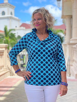 SEASIDE BLUE 3/25  RUFFLE TOP
