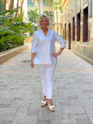 LULU-B LEME WHITE SILVER TUNIC