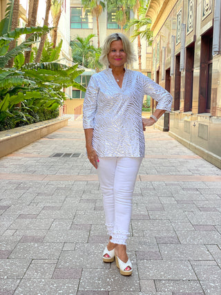 LULU-B LEME WHITE SILVER TUNIC