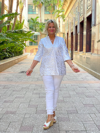 LULU-B LEME WHITE SILVER TUNIC