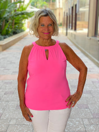 HOT PINK  KEYHOLE TOP