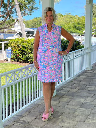 CAROLINA PAISLEY COLLAR DRESS