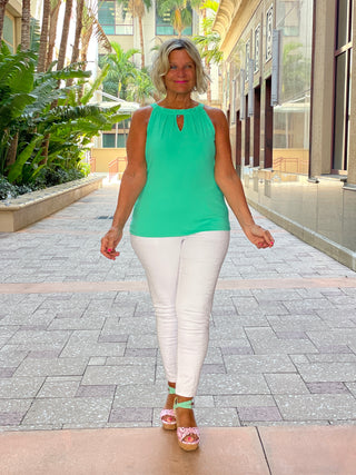 SEAFOAM MINT GREEN  KEYHOLE TOP