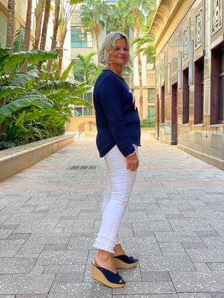 NAVY PALM TREE SWEATER