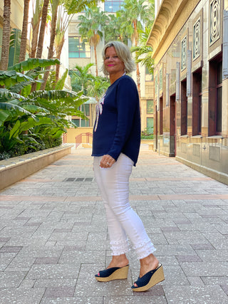 NAVY PALM TREE SWEATER