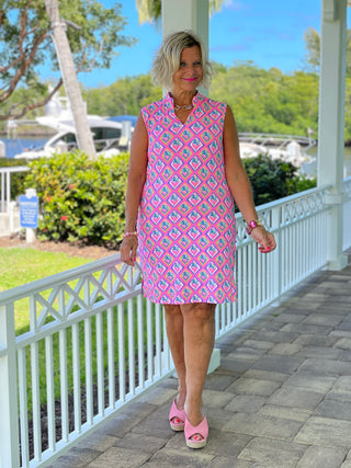 PALM TREE SIESTA COLLAR DRESS