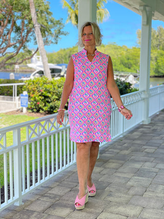 PALM TREE SIESTA COLLAR DRESS