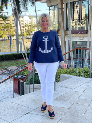 NAVY ANCHOR SWEATER