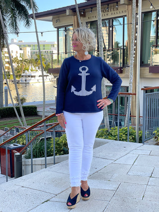 NAVY ANCHOR SWEATER