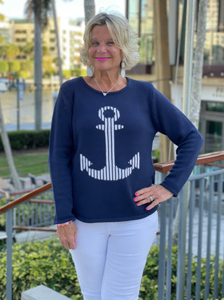 NAVY ANCHOR SWEATER