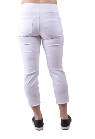 ETHYL -WHITE PANT WITH BLING/ LACE PATCHES