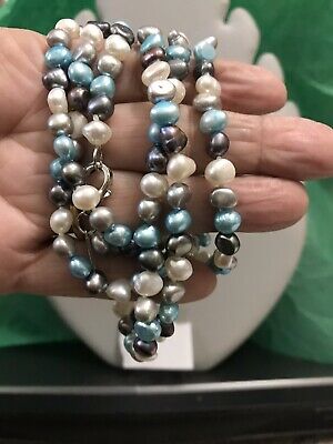 COASTAL OCEAN BLUE FRESH WATER PEARL NECKLACE