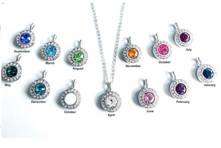 Halo Necklaces Birthstone colors Made w/Crystals by Swarovski