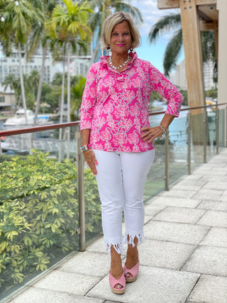 PINK LANE 3/25 SLEEVE RUFFLE