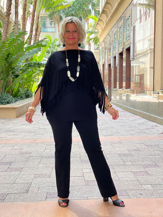 BLACK FRINGE TOP