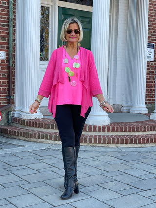 HOT PINK MESH RUFFLE WRAP