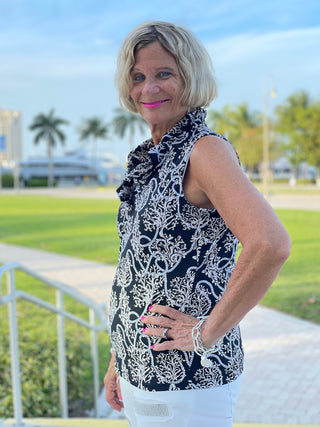 NAUTICAL LANE SLEEVELESS RUFFLE - Cathys Place
