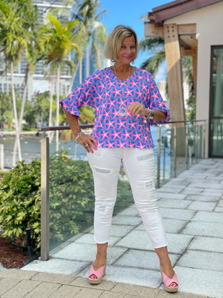 PINK STARFISH BEACH BELL SLEEVE - Cathys Place