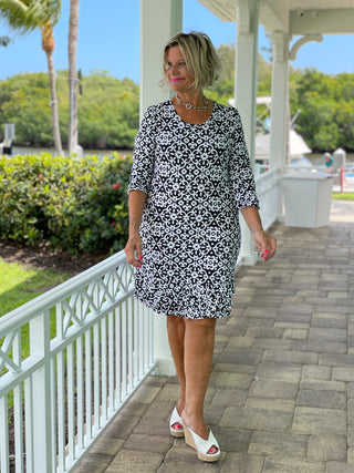 NAPLES DAY RUFFLE SLEEVE DRESS