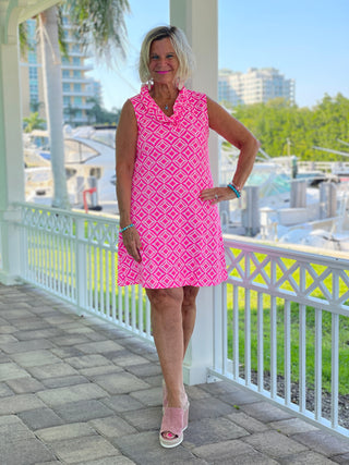 PINK DIAMONDS RUFFLE DRESS