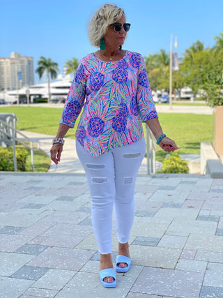 PINK PINEAPPLE DREAM ASYMMETRIC TOP - Cathys Place