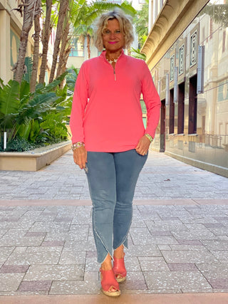 CORAL ZIPPER TOP