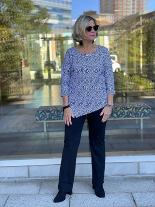 BLACK AND WHITE ZEBRA ASYMMETRIC TOP - Cathys Place