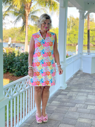 PALM BEACH GARDEN COLLAR DRESS