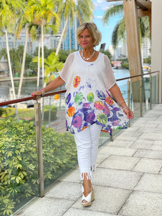 CHIFFON WHITE TUNIC - Cathys Place