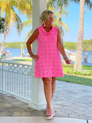 PINK DIAMONDS RUFFLE DRESS