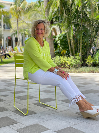CHENILLE LIME WEEKEND HOODED SWEATER