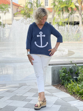 CHENILLE NAVY HOODED ANCHOR