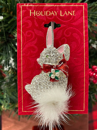 HOLIDAY SNOW BUNNY PIN - Cathys Place
