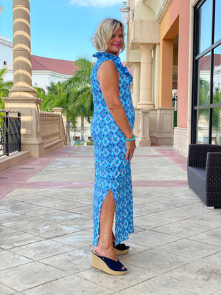 BAHAMA BLUE RUFFLE MAXI