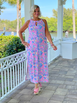 CAROLINA PAISLEY KEYHOLE MAXI