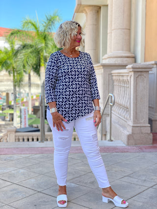 BRIGHTEN BLUE ASYMMETRIC TOP - Cathys Place