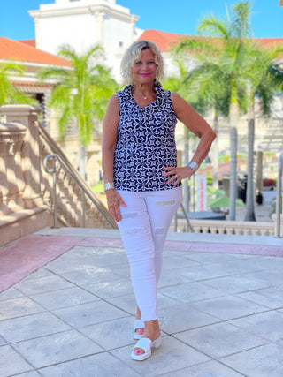 BRIGHTEN BLUE SLEEVELESS RUFFLE - Cathys Place