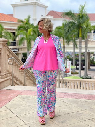 PINK PALM TREE PALAZZO PANT - Cathys Place