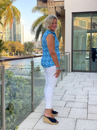 BAHAMA BLUE SLEEVELESS ZIPPER