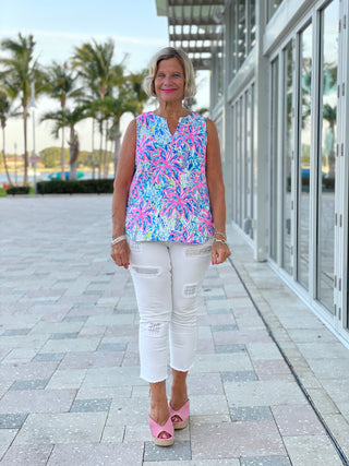 PINK PALM BEACH SLEEVELESS TOP